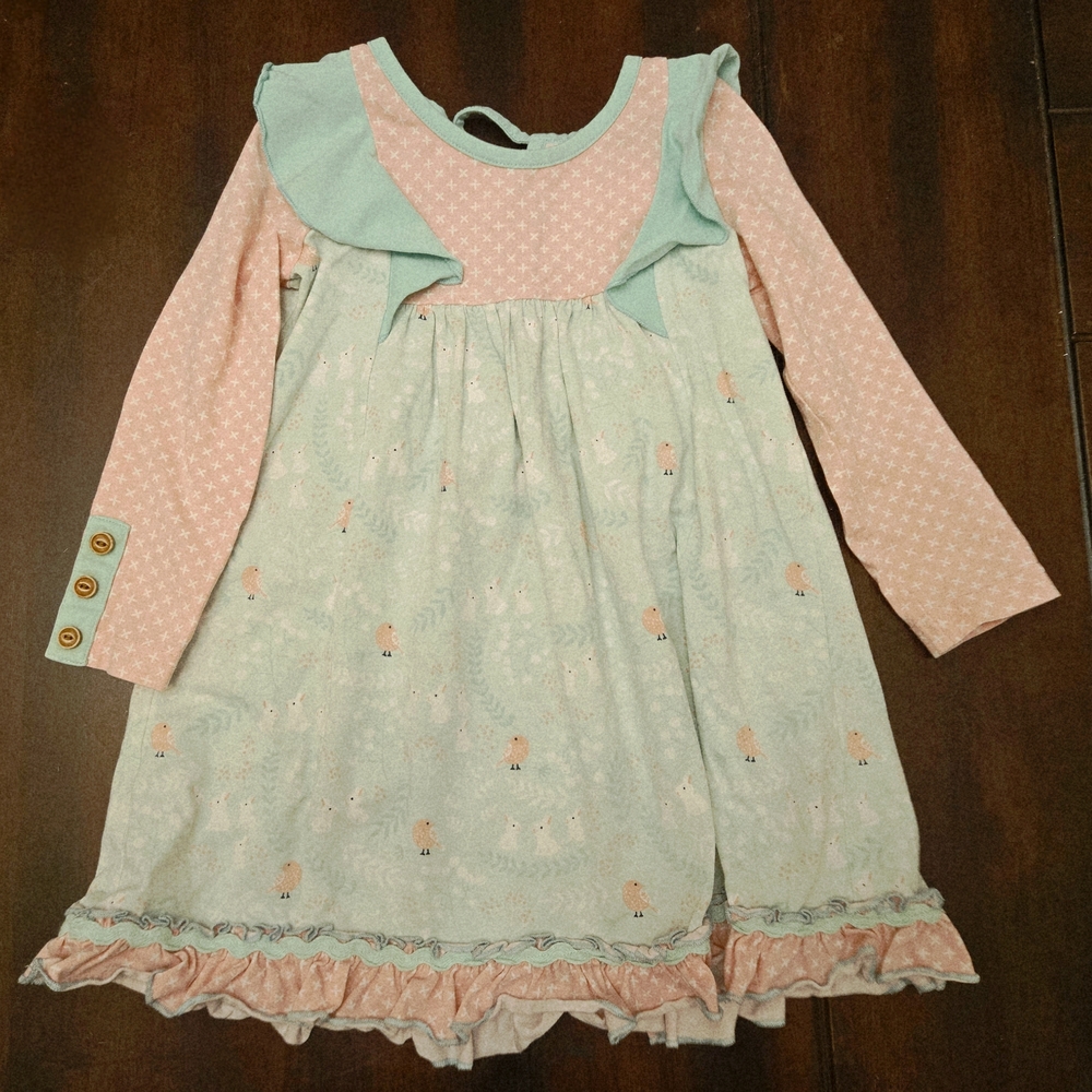 Pink and Mint Long Sleeve Dress